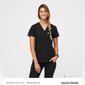 Figs extra small petite length black scrub set